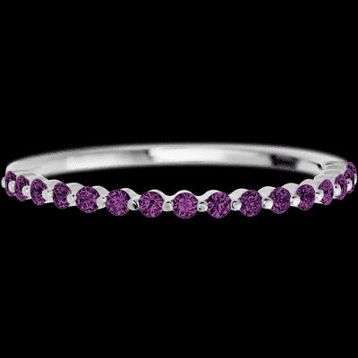 10K White Gold band with 15 Round Purple Diamond having TCW-.22