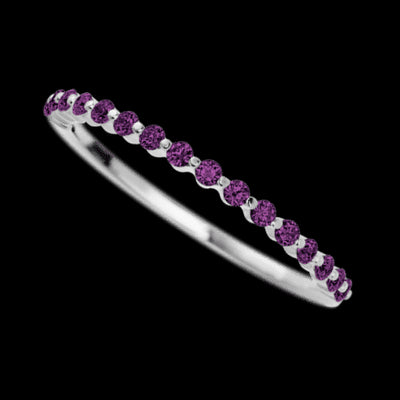 10K White Gold band with 15 Round Purple Diamond having TCW-.22