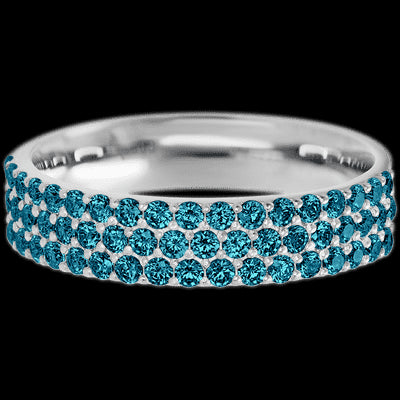 10K White Gold band with 55 Round Ocean Blue Diamond having TCW-.82