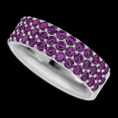 10K White Gold band with 43 Round Purple Diamond having TCW-1.29