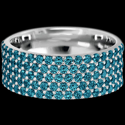 10K White Gold band with 93 Round Ocean Blue Diamond having TCW-1.4