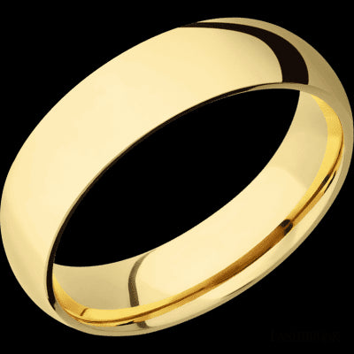 6 mm wide Domed 10K Yellow Gold band.