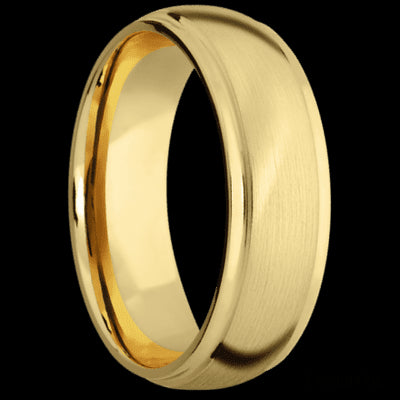 7 mm wide Domed Stepped Down Edges 10K Yellow Gold band.