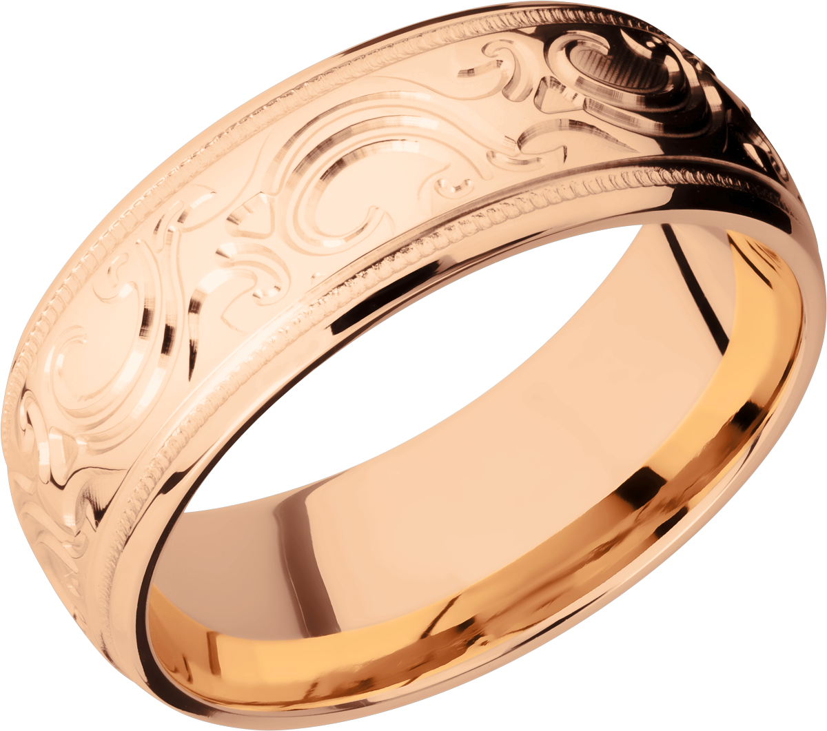 14K Rose gold band with scroll MJBA pattern