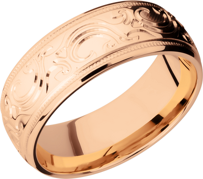 14K Rose gold band with scroll MJBA pattern