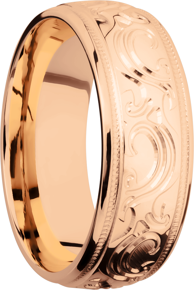 14K Rose gold band with scroll MJBA pattern