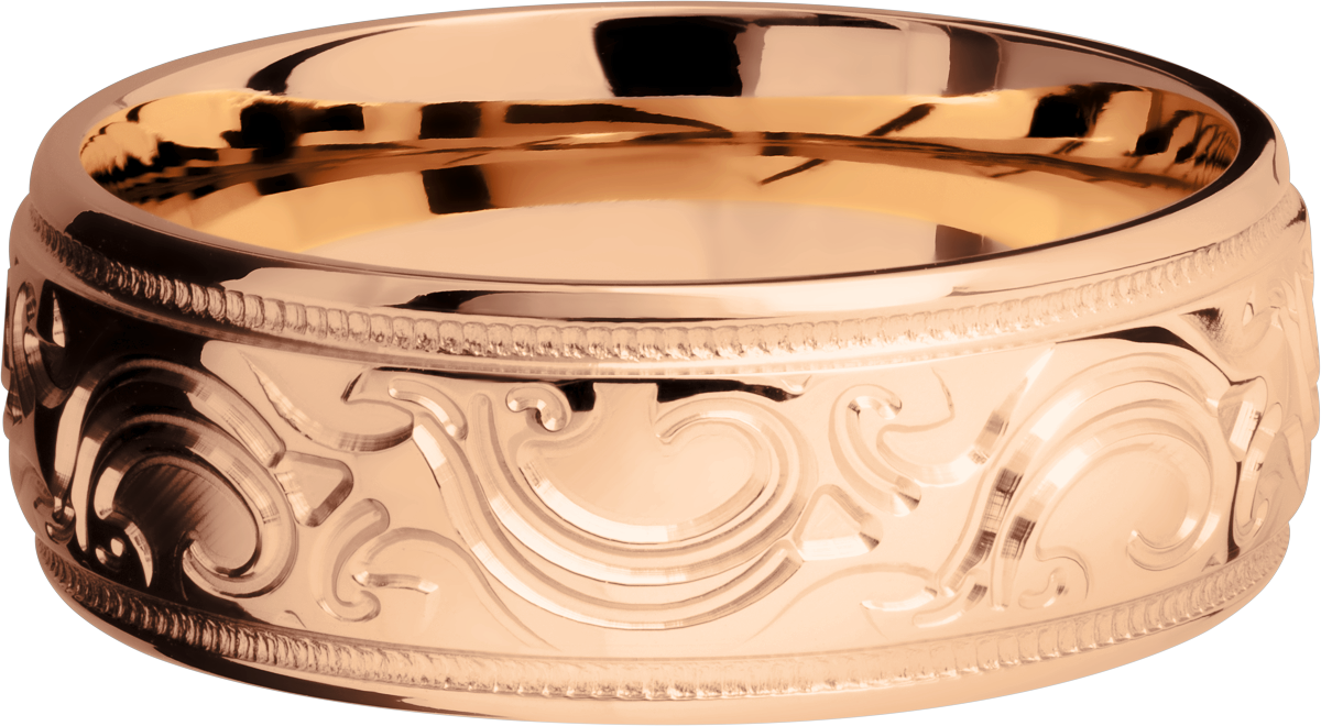 14K Rose gold band with scroll MJBA pattern