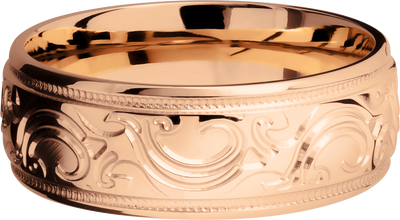 14K Rose gold band with scroll MJBA pattern