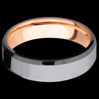 6 mm wide Beveled Tantalum band featuring a 14K Rose Gold sleeve.