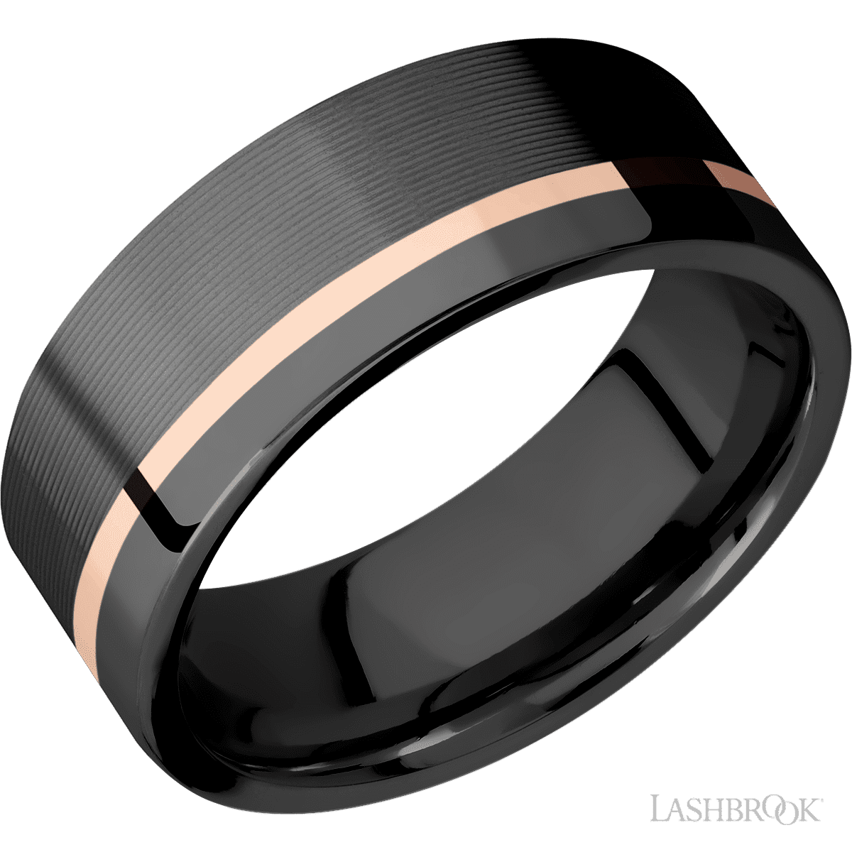 Zirconium with Rock Finish and 14K Rose Gold