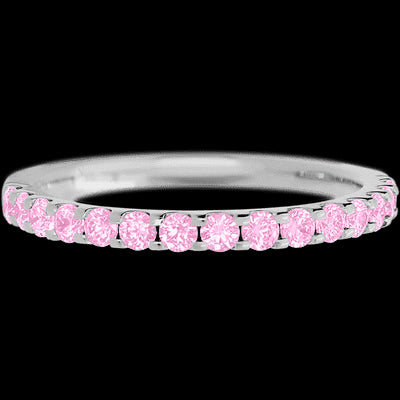 14K White Gold band with 15 Round Light Pink Sapphire having TCW-.45