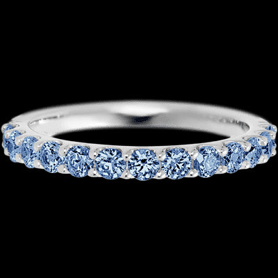 14K White Gold band with 13 Round Denim Sapphire having TCW-.65