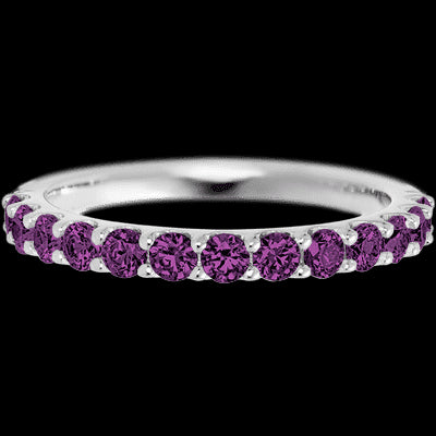 14K White Gold band with 13 Round Purple Diamond having TCW-.65