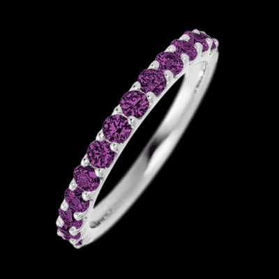 14K White Gold band with 13 Round Purple Diamond having TCW-.65