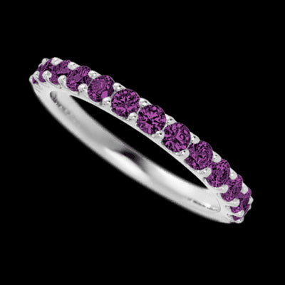 14K White Gold band with 13 Round Purple Diamond having TCW-.65