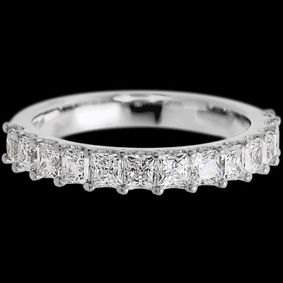 14K White Gold band with 13 Princess Lab Grown Diamond having TCW-1.3