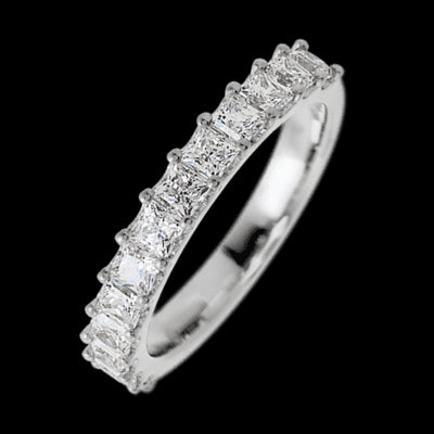 14K White Gold band with 13 Princess Lab Grown Diamond having TCW-1.3