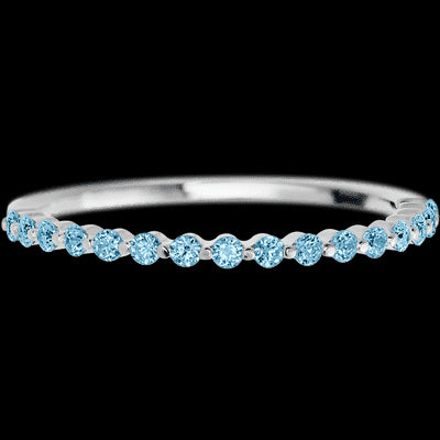 14K White Gold band with 15 Round Aqua Diamond having TCW-.22