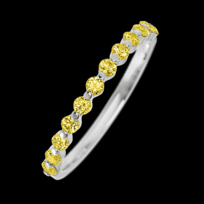 14K White Gold band with 12 Round Yellow Sapphire having TCW-.36