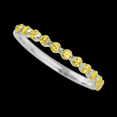 14K White Gold band with 12 Round Yellow Sapphire having TCW-.36