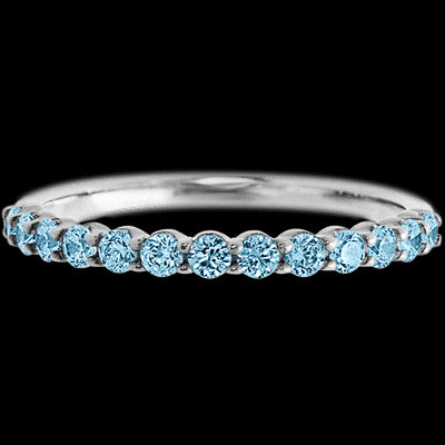 14K White Gold band with 13 Round Aqua Diamond having TCW-.39