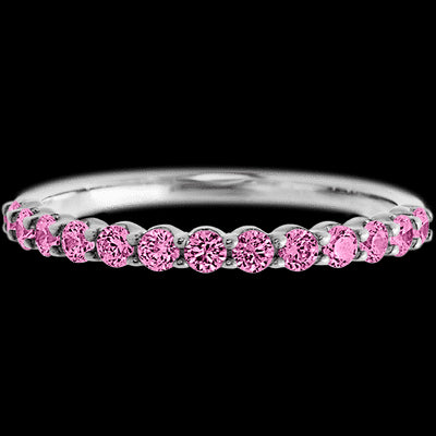 14K White Gold band with 13 Round Pink Sapphire having TCW-.39