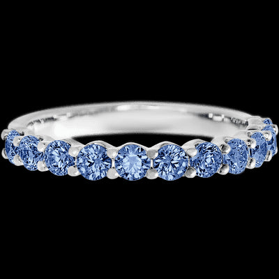 14K White Gold band with 11 Round Denim Sapphire having TCW-.77