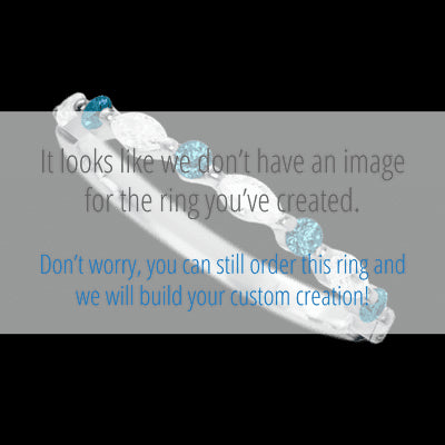 14K White Gold band with alternating 4 Round Ocean Blue Diamond and 5 Marquise Lab Grown Diamond having TCW-.47