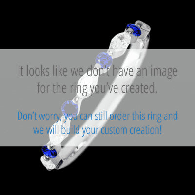 14K White Gold band with alternating 4 Round Sapphire and 5 Marquise Lab Grown Diamond having TCW-.47