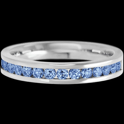 14K White Gold band with 15 Round Denim Sapphire having TCW-.45