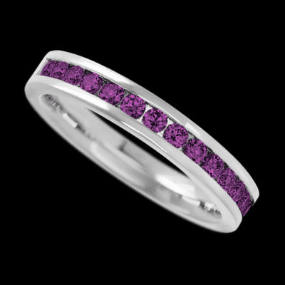 14K White Gold band with 15 Round Purple Diamond having TCW-.45