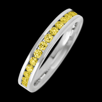 14K White Gold band with 15 Round Yellow Sapphire having TCW-.45