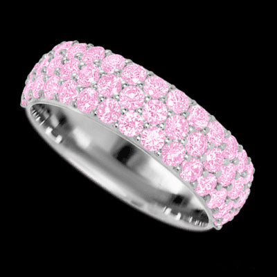 14K White Gold band with 46 Round Light Pink Sapphire having TCW-1.38