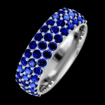 14K White Gold band with 46 Round Sapphire having TCW-1.38