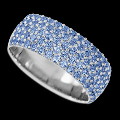 14K White Gold band with 88 Round Denim Sapphire having TCW-1.32
