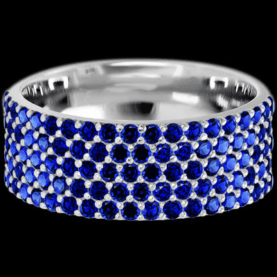 14K White Gold band with 93 Round Sapphire having TCW-1.4