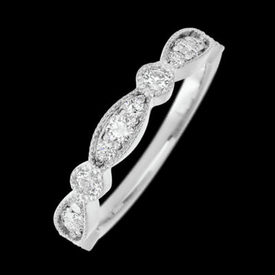 14K White Gold band with alternating 7 Round Lab Grown Diamond and 6 Round Lab Grown Diamond having TCW-.47
