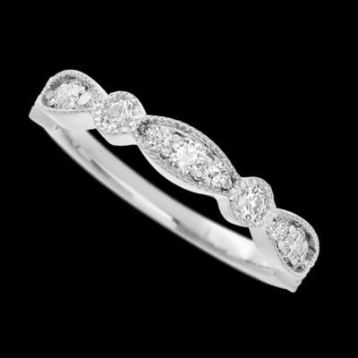 14K White Gold band with alternating 7 Round Lab Grown Diamond and 6 Round Lab Grown Diamond having TCW-.47