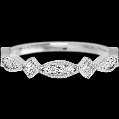 14K White Gold band with alternating 7 Round Lab Grown Diamond, 6 Round Lab Grown Diamond and 4 Princess Lab Grown Diamond having TCW-.51