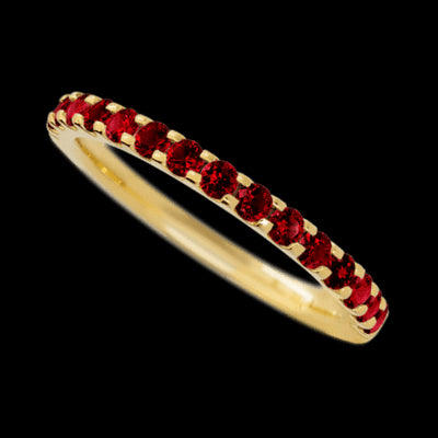 14K Yellow Gold band with 15 Round Dark Ruby having TCW-.45