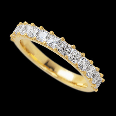 14K Yellow Gold band with 13 Princess Lab Grown Diamond having TCW-1.3