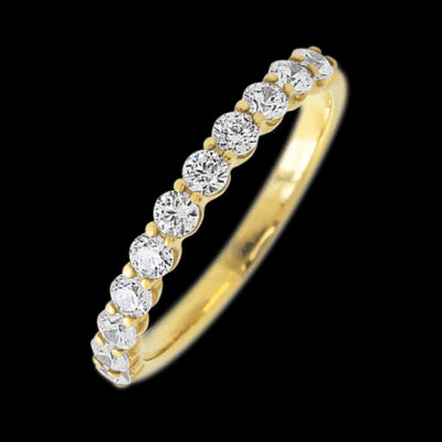14K Yellow Gold band with 11 Round Lab Grown Diamond having TCW-.55
