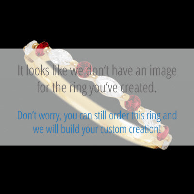 14K Yellow Gold band with alternating 4 Round Dark Ruby and 5 Marquise Lab Grown Diamond having TCW-.47