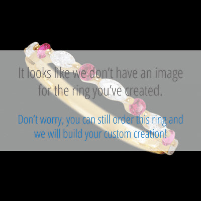 14K Yellow Gold band with alternating 4 Round Ruby and 5 Marquise Lab Grown Diamond having TCW-.47