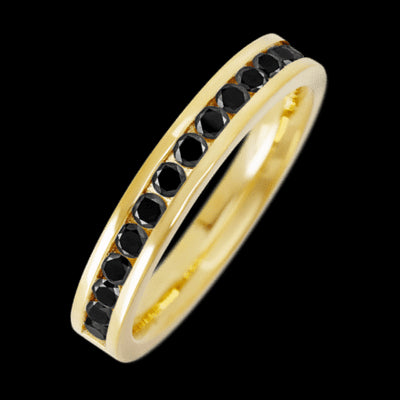 14K Yellow Gold band with 15 Round Black Diamond having TCW-.45