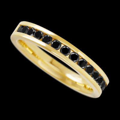 14K Yellow Gold band with 15 Round Black Diamond having TCW-.45