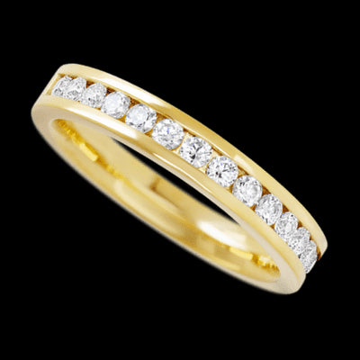 14K Yellow Gold band with 15 Round Lab Grown Diamond having TCW-.45