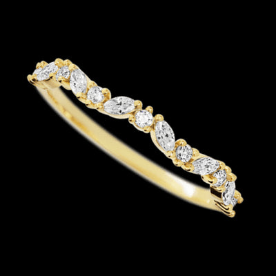 14K Yellow Gold band with 8 Round and 7 Marquise Lab Grown Diamond having TCW-.33