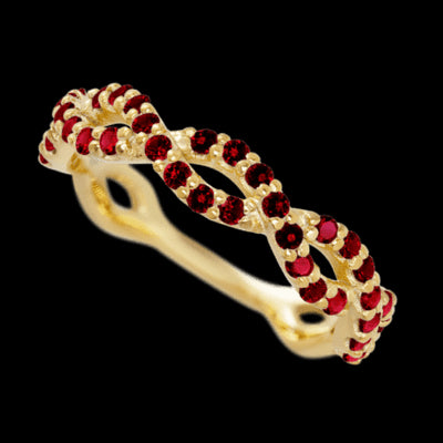 14K Yellow Gold band with 46 Round Dark Ruby having TCW-.69