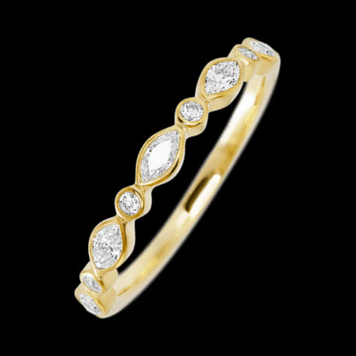 14K Yellow Gold band with 4 Round and 5 Marquise Lab Grown Diamond having TCW-.56